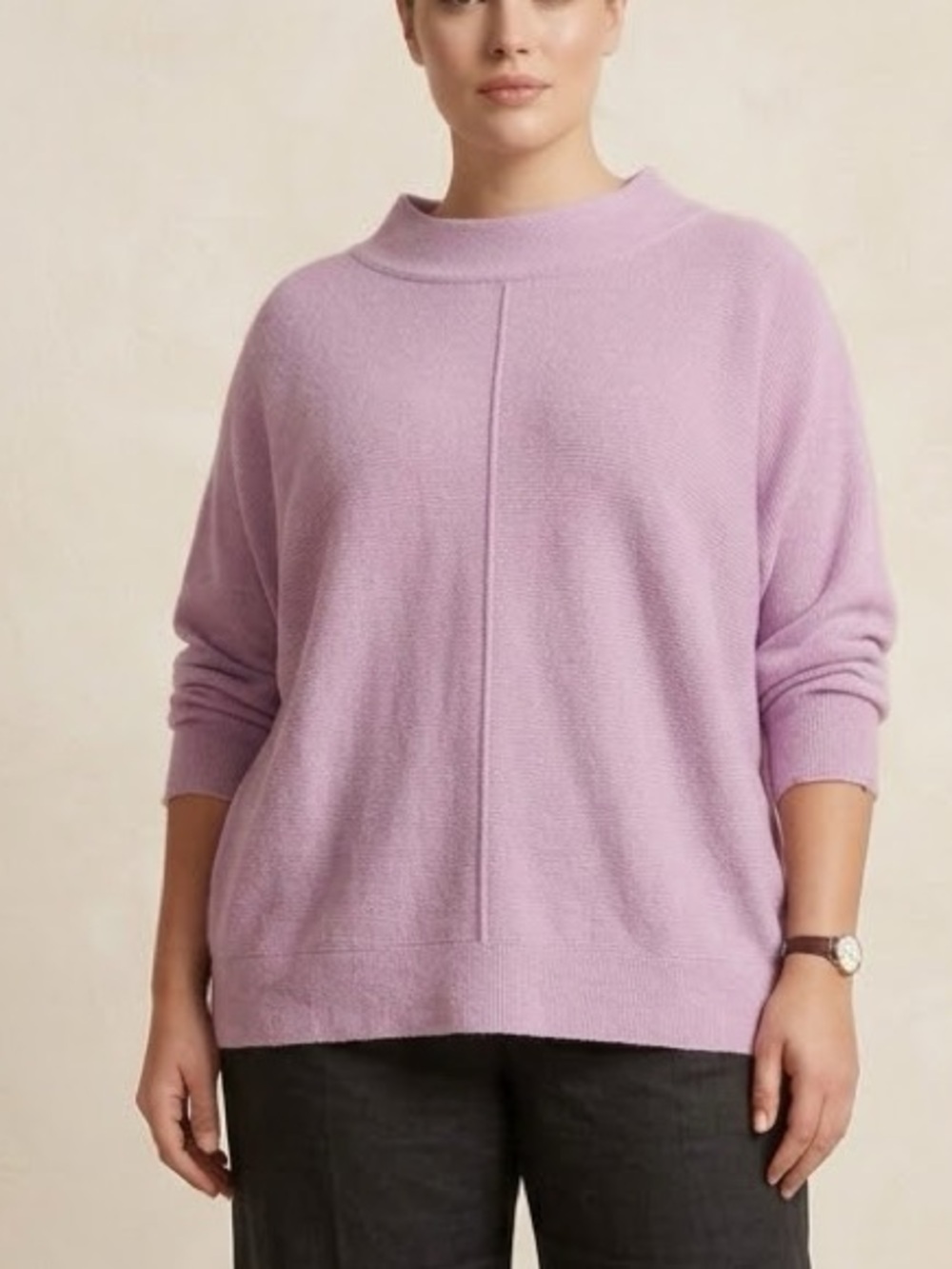 Eileen Fisher Organic Cotton Recycled Cashmere Mock Neck Sweater Purple Size 2X